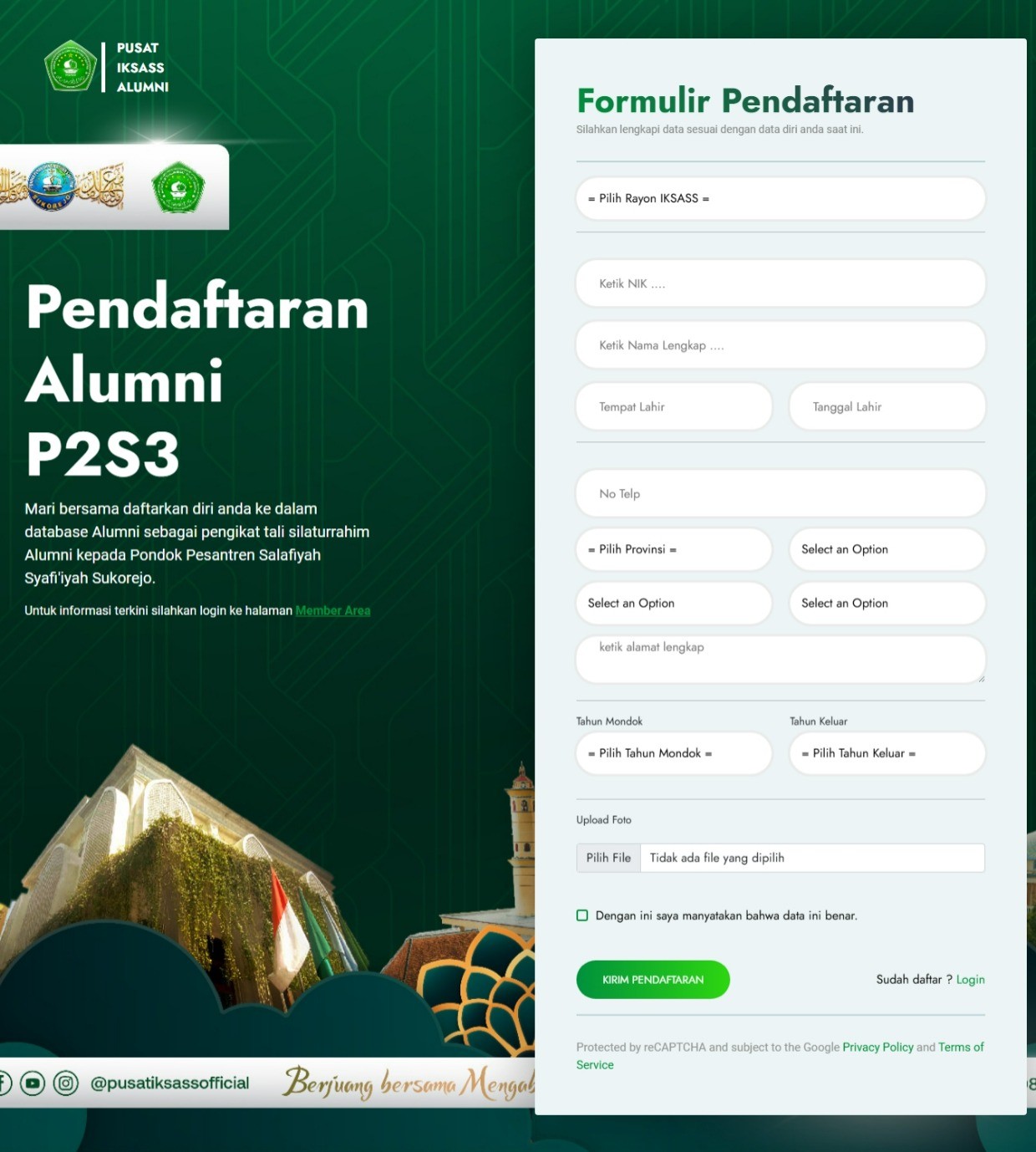 Formulir pendaftaran alumni SIDIK